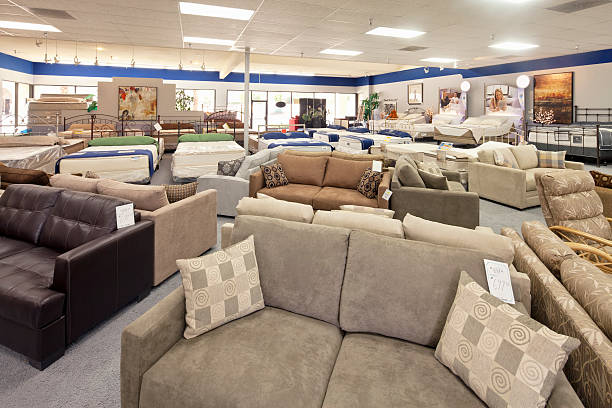 Seating furniture and mattress displayed in store